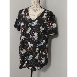 Women's Disney Black 101 Dalmatians Short Sleeve Scrub Top M